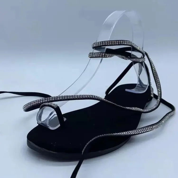 Sandalias planas con punta abierta para mujer, chanclas de cristal, zapatos informales para fiesta y playa, verano, high heels