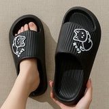 Summer Slippers Women Shoes Beach Slides Cartoon Bear Flip Flops Men'S Slipper Indoor Bathroom Anti-Slip Shoes Couple Sandals