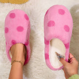 Women House Carpet Slippers Winter Cozy Fuzzy Soft Soles Shoes Love-Heart Indoor Silent Lightweight Living Room Cotton Sandals