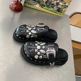 Women's Slippers Summer New Thick Bottom Baotou Metal Decorative Buckle Sandals Casual Lightweight Comfortable Non-slip Slippers