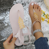 Women Sandals 2024 Summer Flat Shoes Female Bohemian Flip Flops Ladies Vacation Beach Sandales Girls Street Footwear