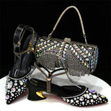 Fashion Gold Color  Slippers Nigerian Party Italian Design Ladies Shoes and Bag Set Decorated With Rhinestone and Metal