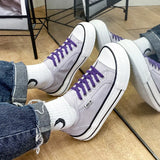 Women's Canvas Shoes 2024 Spring Lace Up Round Toe Causal Flat Shoes Student Sneakers Girls Skateboard Vulcanized Tennis Women