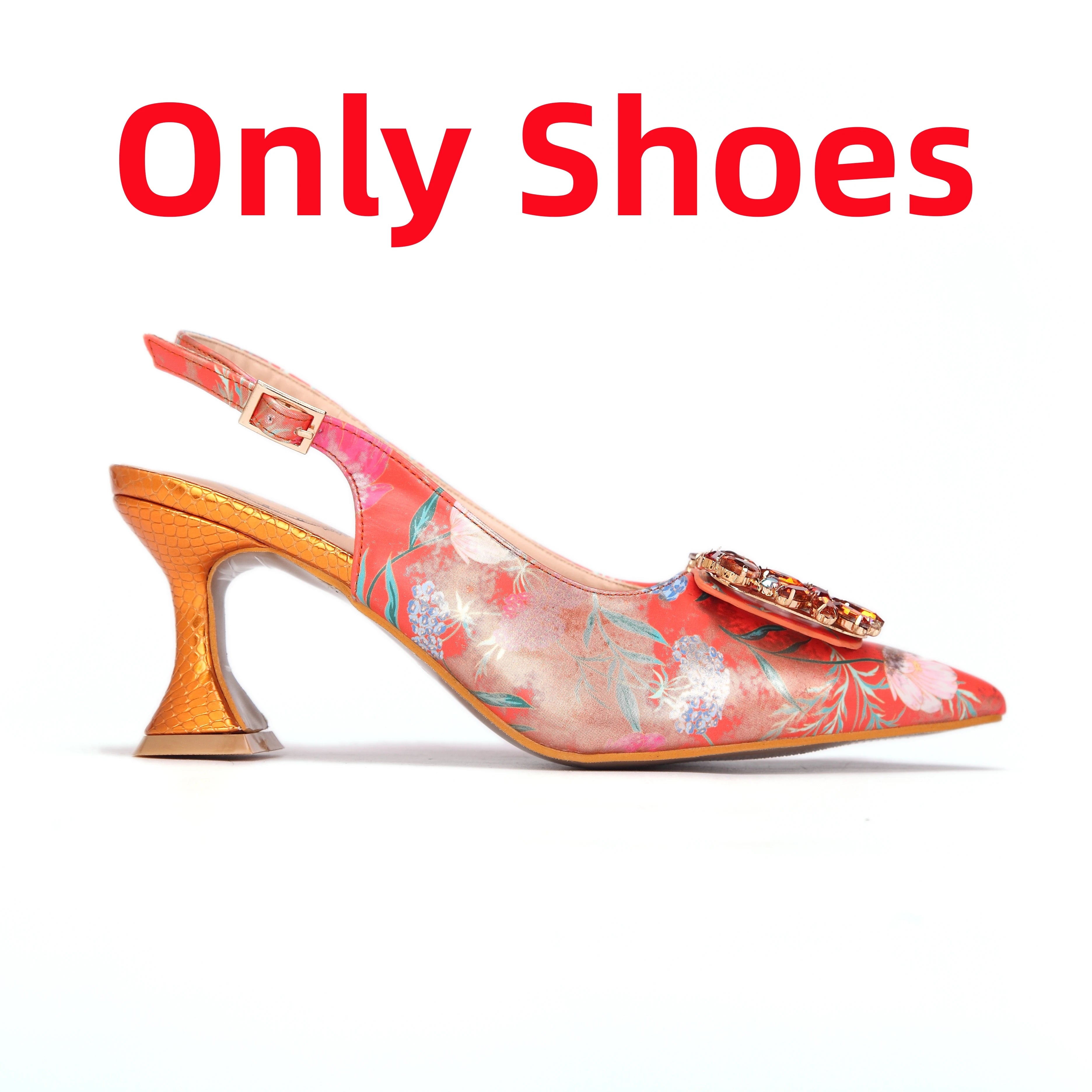 2024 Italian Design Girly Style Coffee Color Pointed Toe Wedding Shoes And Bag Full Diamond Decoration Metal Closure Bag