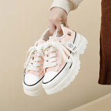 2023 Autumn New Women's Canva Shoes Thick Soles Round Head Fringed Denim Casual Shoes Increased Height Sports 606