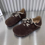 Retro flat lace-up big head woman 2024 spring and autumn puff shoes match flat casual women's single shoes