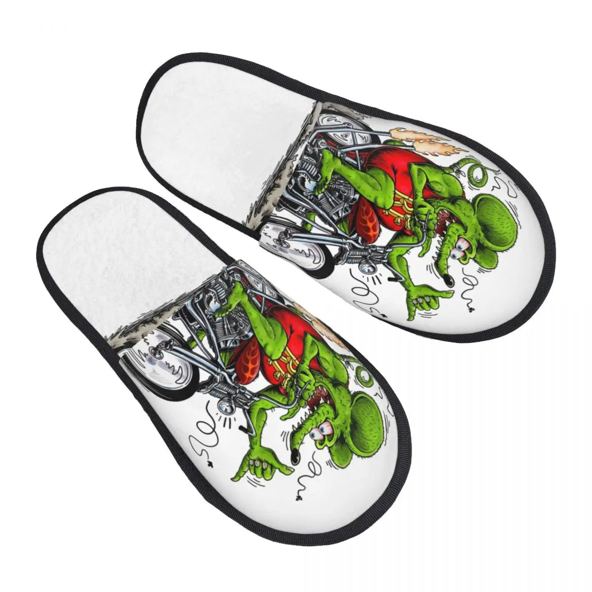 Chaussons Animés Rat Fink Personnalisés Anime Dessin Animé pour Femmes, Chaussons d'Hôtel Confortables en Mousse à Mémoire, À Enfiler