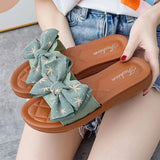 Women's 2024 Summer British Style Soft Bottom Butterfly Dew Toe Anti slip Cool Slippers for Women One line Dragging Shoes