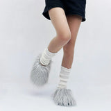 Luxury Fur Slippers Women's Round Toe Fur Slippers Women's Shoes Women's Thick Sole Half Slippers