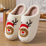 New Winter Christmas Sandals Adult Warm Indoor Bedroom Slippers Women Comfortable Non-slip Slides Men Home Soft Plush Flip Flops