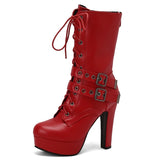 Women's Mid-calf Boots Sexy Platform Black Blue White Boot High Heels Zipper Dance Party Shoes Lady Big Size 50 New 2024 Winter