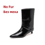 FEDONAS Pointed Toe Stiletto Geuine Leather Boots for Women Mid-calf Tube Shoes Fashion Autumn Winter Knight Boots Party Shoes