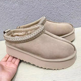 2024 New Snow Boots for Women Winter Cashmere Warm Platform Without Heel-covered Hair Half Slipper Cotton Shoes for Women Q426