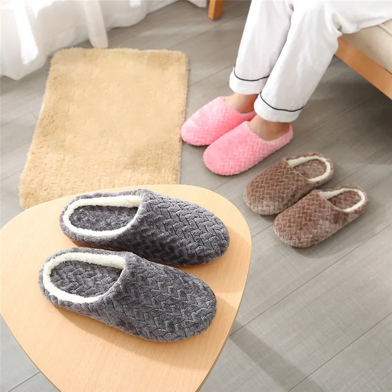Women Indoor Slippers Warm Plush Home Slipper Autumn Winter Shoes Woman House Flat Floor Soft Slient 2023