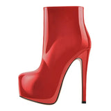 Onlymaker Women Ankle Boots Rounded Toe 16CM High Heel Black Side Zipper Slim Fashion Matte Plus Size Warm  Winter Booties