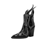 Women's new spring and autumn pointed fashion show rhinestone high heels, plus size zipper calf fashion boots