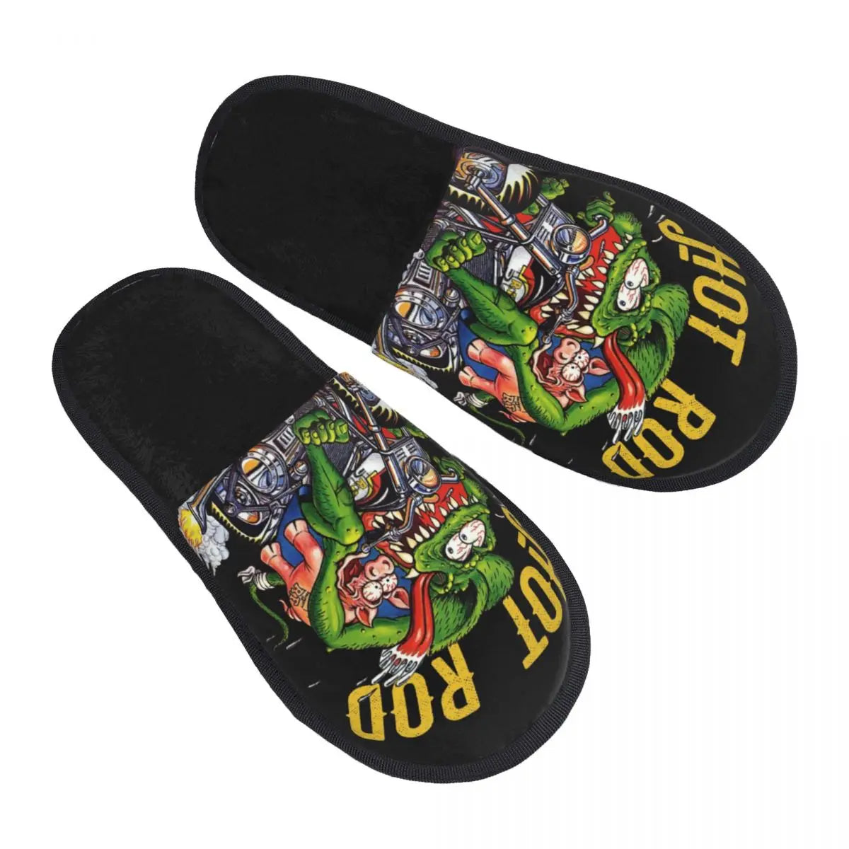 Chaussons Animés Rat Fink Personnalisés Anime Dessin Animé pour Femmes, Chaussons d'Hôtel Confortables en Mousse à Mémoire, À Enfiler
