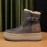 Platform Women Fur Snow Ankle Boots Flats Leather Short Plush Cotton Shoes Trend Fashion Sneakers Warm New Cozy Mujer Goth Botas