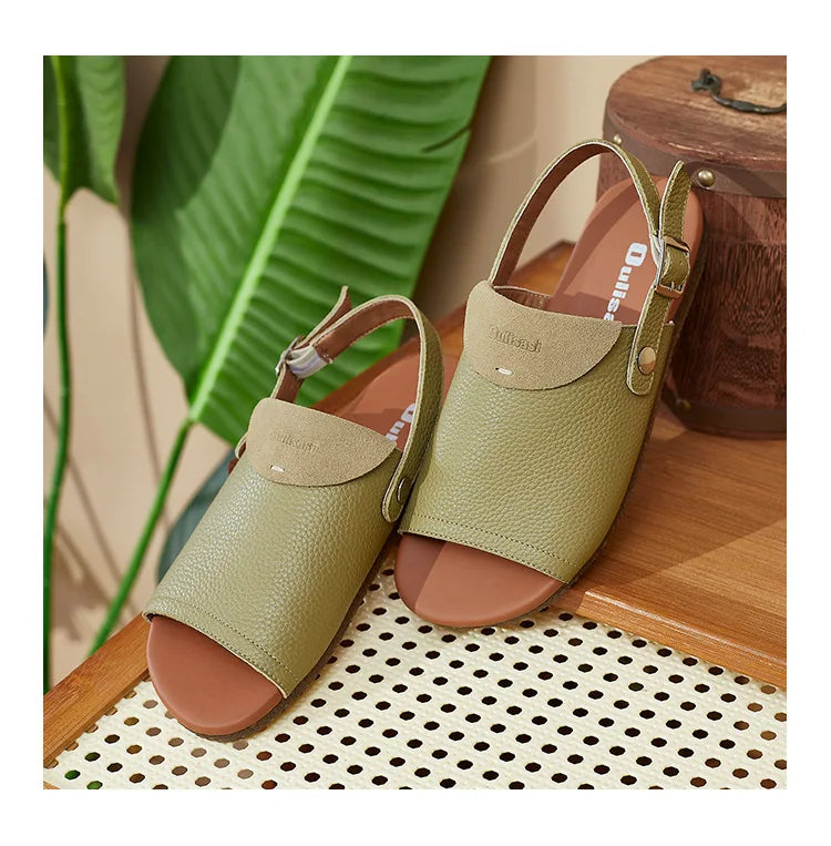 Careaymade-Spring Head layer cowhide shoes,Pure handmade flat Wipe color shoes,Women the retro art mori girl Retro Sandals