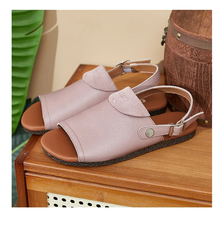 Careaymade-Spring Head layer cowhide shoes,Pure handmade flat Wipe color shoes,Women the retro art mori girl Retro Sandals