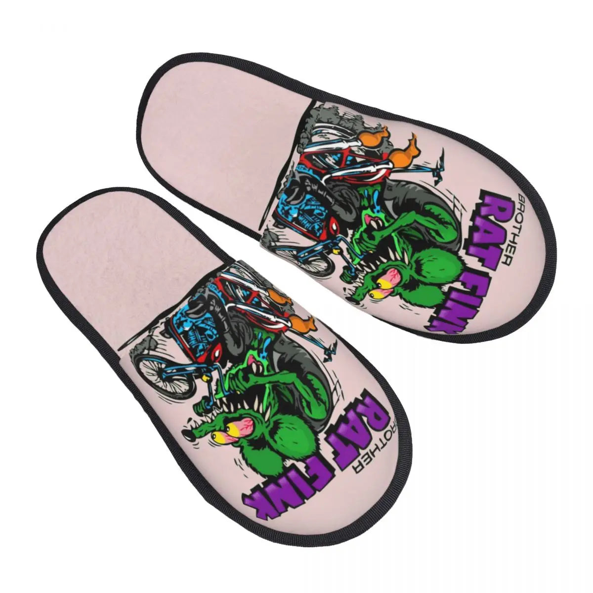 Chaussons Animés Rat Fink Personnalisés Anime Dessin Animé pour Femmes, Chaussons d'Hôtel Confortables en Mousse à Mémoire, À Enfiler
