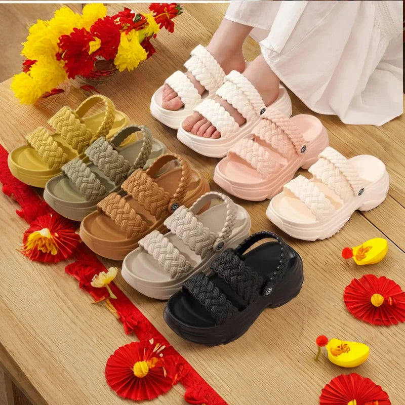 Summer Fashion Thick Bottom Comfortable Anti-Skid Lightweight Casual Women Slipper Beach Shoes 2024