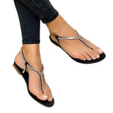 Popular Beach Sandals  Flat Footwear Flip Flops Sandals  Rhinestone Toe Separator Sandals