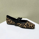 2024 Women's Flat Shoes Round Toe Leopard Print Casual Shoes Woman Breathable Slip-on Outdoor Soft Mary Jane Shoes 2024 New