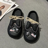 Summer Women Slippers Platform Bow Decoration Clogs Garden Shoes Comfortable Beach Sandal Chunky Slippers Soft Slides For Female