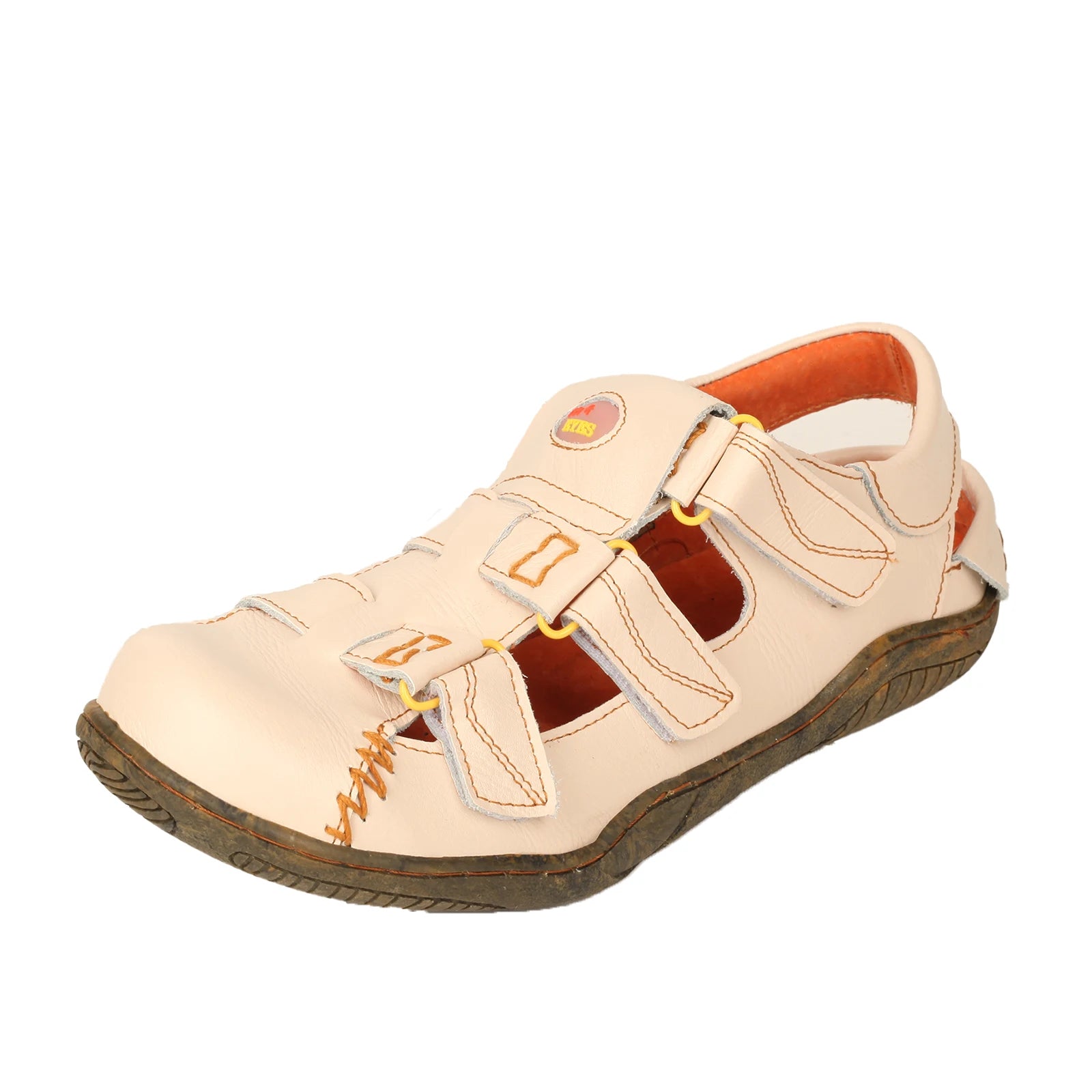 TMA EYES Women's Hook and Loop Closed-Toe Leather Sandal