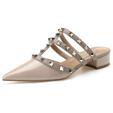 【Measure your feet length before order】Gladiator Women Thick High Heel Sandal Rivet Pointy Toe Fashion Prom Dress Shoe 68-CHC-33