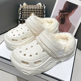 Thick-soled hole shoes winter velvet women's fashion outer wear removable cotton slippers warm and non-slip slippers