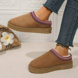 Women Warm Suede  Snow Boots Autumn Winter Woman Slip on Platform Boats Close Toe Hair Half Slipper Female Cotton Shoes