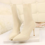 Sexy Sock Boots Knitting Stretch Boots High Heels for Women Fashion Shoes 2024 Spring Autumn Ankle Boots Female Size 42