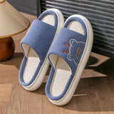 Hot Sale Women Linen Slippers Four Seasons Women Indoor Sandals Adults Cartoon Slides Couples Cute Breathable Home Shoes TG18