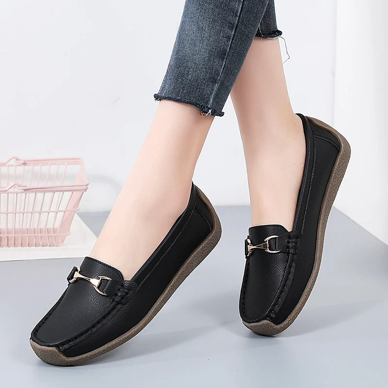 2024 neue Frauen Schuhe Wohnungen Leder Mokassins Turnschuhe Frau Casual Schuhe Slip-on Loafers Weibliche Boot Schuhe Große Größe 44