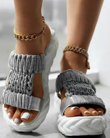 Slippers Women Braided Peep Toe Platform Sandals Summer Gladiator Sandals Shoes Thick Heels Ladies White Sandalias Casual