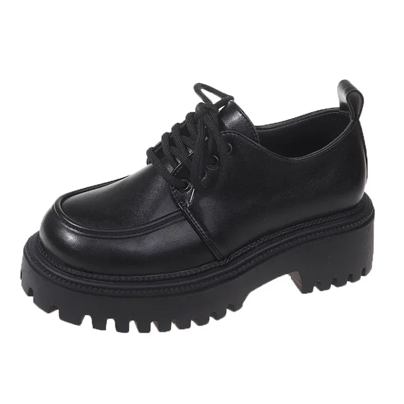 Rimocy Chunky Platform Oxfords Shoes for Women 2025 Spring Non Slip Lace Up Flats Woman Thick Bottom Patent Leather Gothic Shoes
