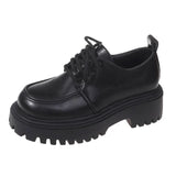 Rimocy Chunky Platform Oxfords Shoes for Women 2025 Spring Non Slip Lace Up Flats Woman Thick Bottom Patent Leather Gothic Shoes
