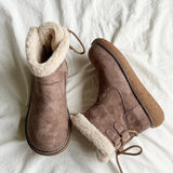 Flats Platform Snow Boots Woman Ankle Suede Warm Cozy Casual Shoes Women 2024 Trend Winter Short Plush Goth Zapatillas Female