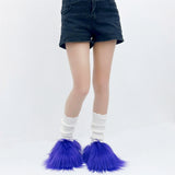 Luxury Fur Slippers Women's Round Toe Fur Slippers Women's Shoes Women's Thick Sole Half Slippers