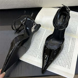 Eilyken Fashion Pointed Toe Wedges Heels Women Pumps Fashion Double Buckle Strap Sandals Wedding Party Mule Shoes