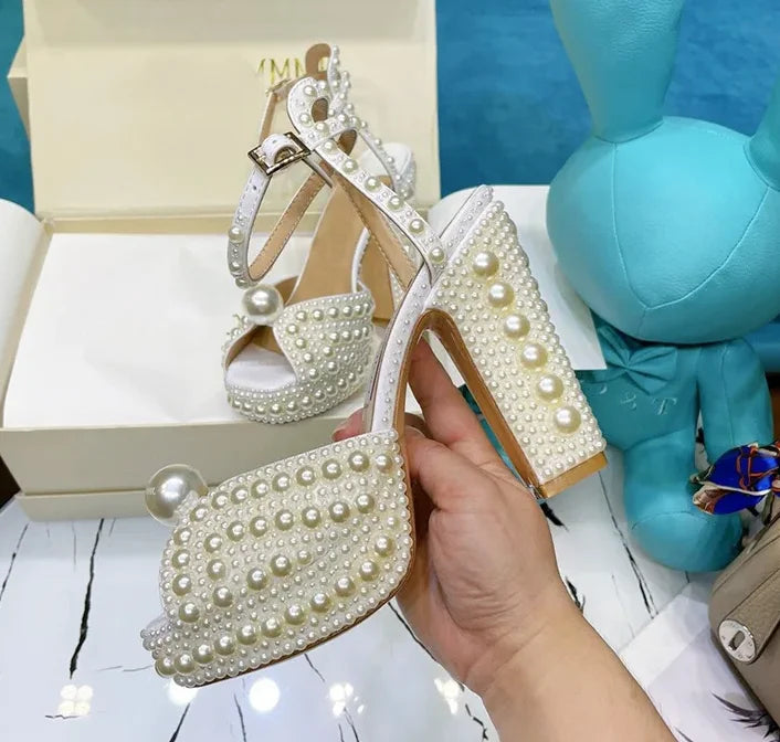 2023 Party Shoes Women Sexy Women High Heels High Heels High Heels Women wedding Shoes Pearl Heels