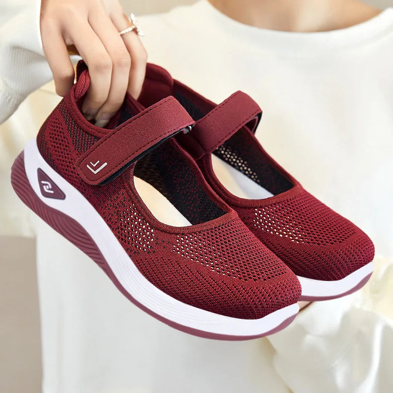Summer Women Casual Shoes Soft Portable Sneakers Walking Shoes Flat Soles for Women Breathable Slip on White Shoes