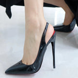 Customize Women Sexy Black Patent Slingback Pointy Toe High Heel Shoes Elegant OL Lady Work Stiletto Party Pumps 8cm 10cm 12cm