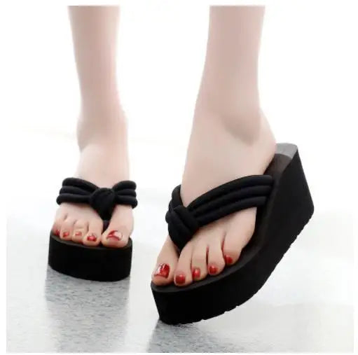Hot! New Fashion Summer Women Platform High Heel Flip Flops Beach Sandals Bowknot Slippers Women Shoes Size36-40 For Choice