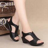Fashion New Black Solid Women Sandals Summer Pumps Shoes Casual Wedges Zipper High Heels Platform Female Sandals Plus Size 35-41