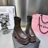 New Women Shoes Fashion Back Zippers High Platform Thick Sole Shoe Ladies Elegant Short Bootties Lady Winter Punk Short Boots