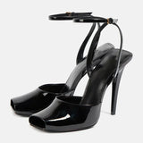 2025 Women's High-heeled Fish Mouth Buckle Sandals with European and American Sexy Fashion Stage Walking Shoes Banquet Shoes