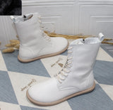 Careaymade-Genuine leather women's shoes Flat Bottom Large Size Slim Korean casual women's Boots warm winter Boots size35-43